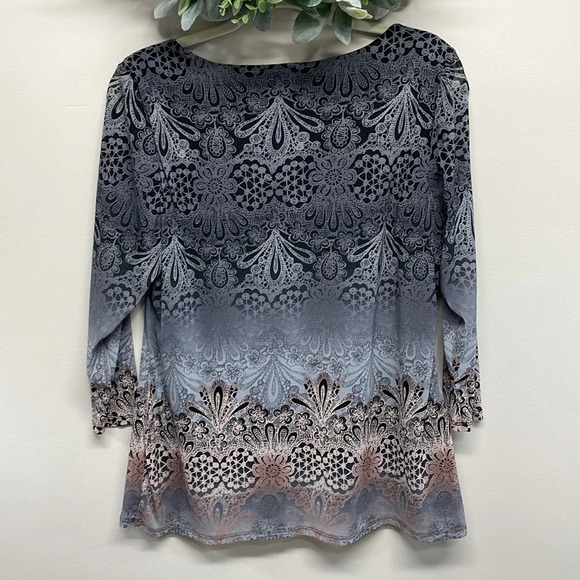 Axcess by Liz Claiborne 3/4 Sleeve Blouse Boho XL - Picture 3 of 14